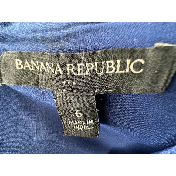 Banana Republic 6 Angled Seam Stretchy Pencil Dress Denim Short Sleeve Navy Blue - Picture 7 of 8